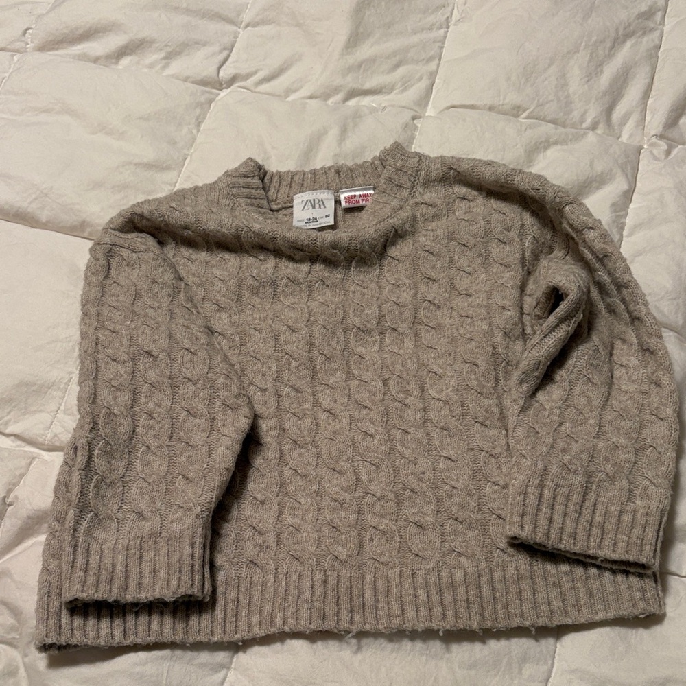 Zara  Toddler  Cable Knit Sweater - Tan